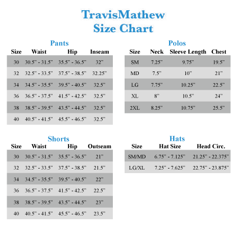 travis mathew hat size chart