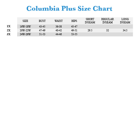 Columbia Big And Size Chart