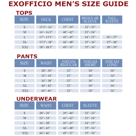 Orvis Mens Size Chart