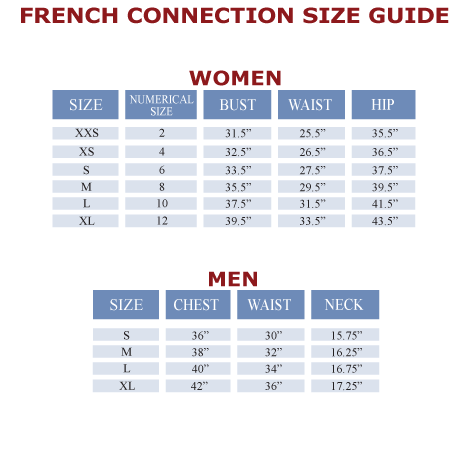 French Connection Size Chart Uk