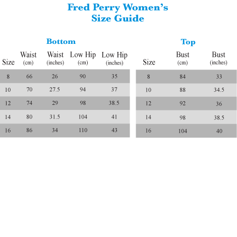 Fred Perry Shoes Size Chart