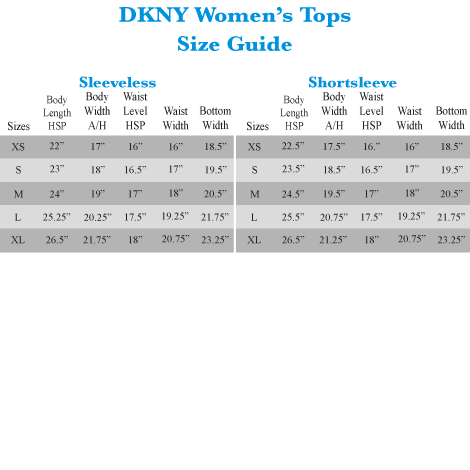 Dkny Clothing Size Chart