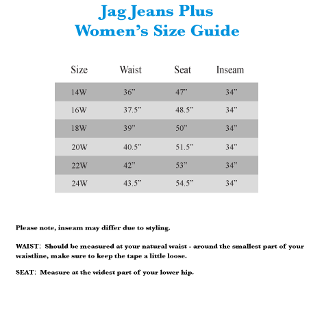 Jag Jeans Size Chart