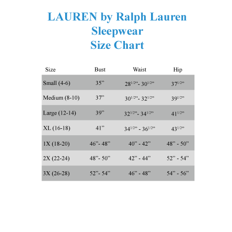 Ralph Women S Size Chart