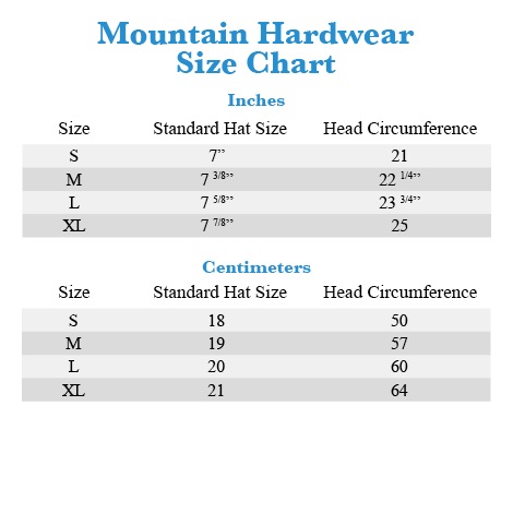 Mountain Hardwear Size Chart