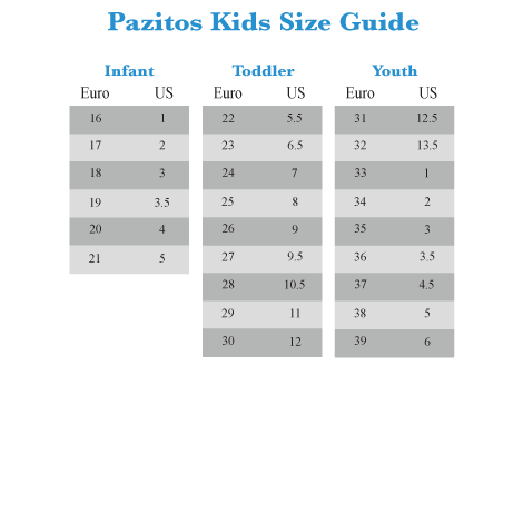 Infant Shoe Size Chart By Age