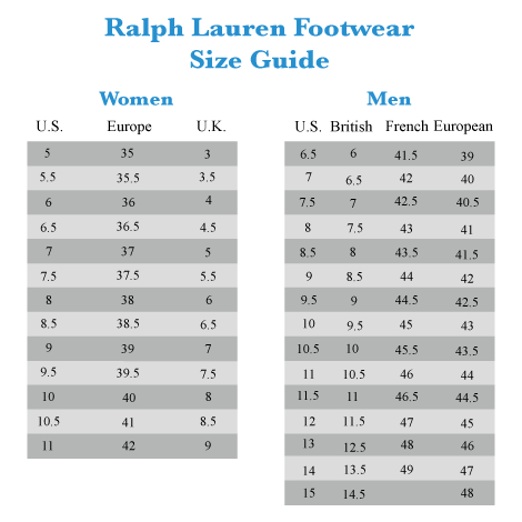 Ragg Shoes Size Chart