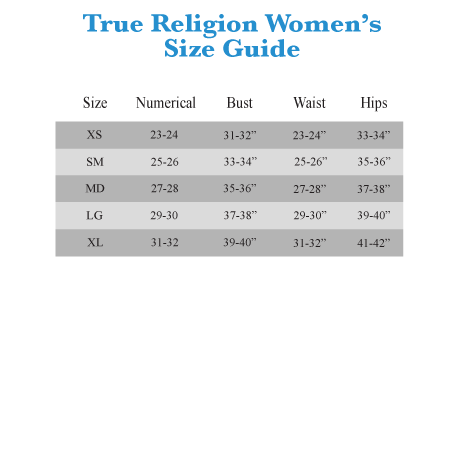 True Religion Infant Size Chart