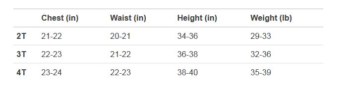 Under Armour Child Size Chart