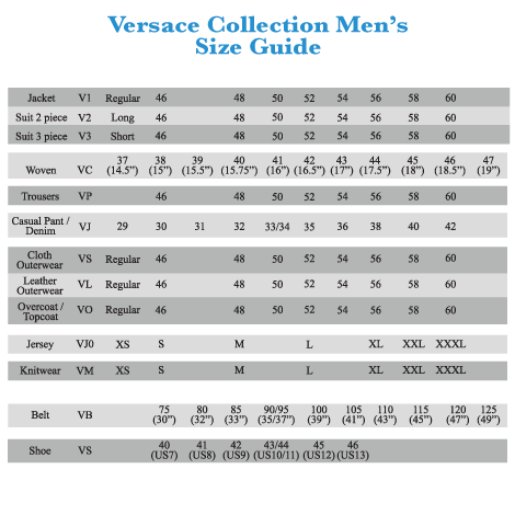 Sport Jacket Size Chart