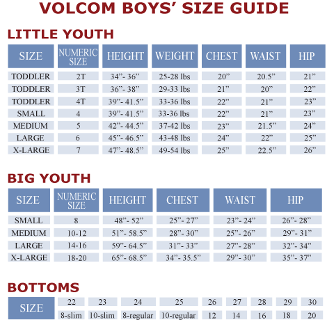 Chino Size Chart