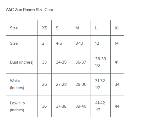 Zac And Size Chart