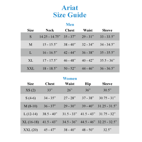 Ariat Clothing Size Chart