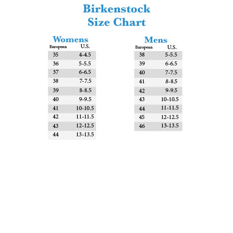 Birkenstock Size Chart In Inches