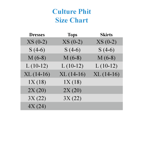 Zenobia Size Chart