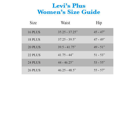 Levi S Girl Jeans Size Chart