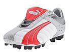 PUMA - Tourada GCi FG (White/Flame Scarlet/Metallic Silver) - Men's