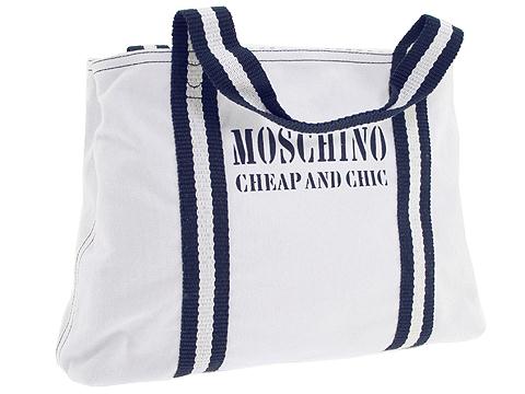 Moschino B7557 Cotton Tote White/Blue Cotton 2002 - Bags and Luggage