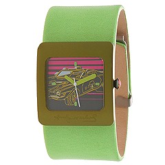 Andy Warhol 15 Watch Collection - Police Car (Car Dial/Lime Green Strap) - Jewelry