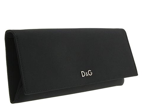 D&G Dolce & Gabbana Satin Pouchette With Shoulder Chain Black Satin - Bags and Luggage