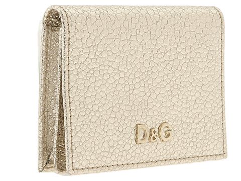 D&G Dolce & Gabbana Metallic Explosion Leather Wallet Gold - Bags and Luggage