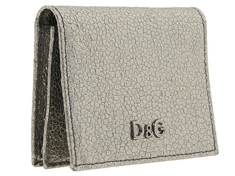 D&G Dolce & Gabbana Metallic Explosion Leather Wallet Steel - Bags and Luggage