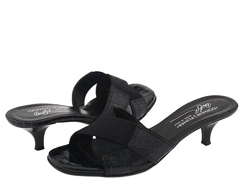 Donald J Pliner - Kiki (Black Basic Elastic/Black Antique Gator Patent) - Women's