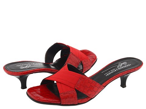 Donald J Pliner - Kiki (Red Basic Elastic/Red Antique Gator Patent) - Women's