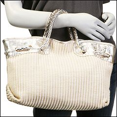 Furla Handbags - Carmen Straw Medium Shopper MC (White Cotton-Ivory) - Bags and Luggage