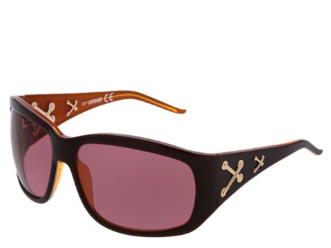 Just Cavalli JC140S Brown/White/Orange/Shiny Rose Gold Crosses/Brown Lens - Eyewear