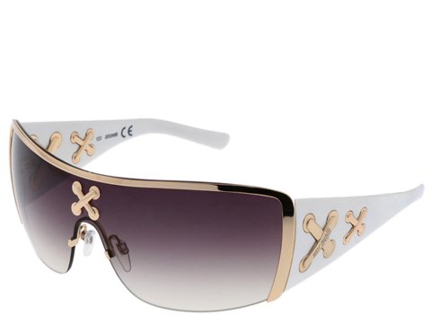 Just Cavalli JC141S Shiny Rose Gold/White/Shiny Rose Gold Crosses/Gradient Brown Ma - Eyewear