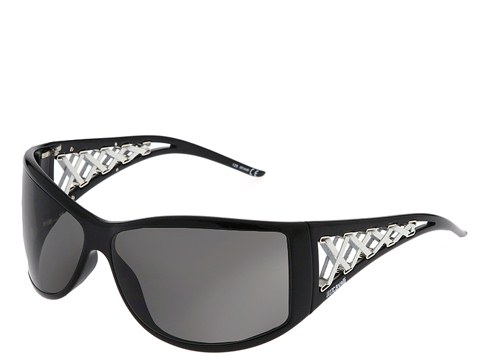 Just Cavalli JC142S Shiny Black/White Leather/Smoke Lens - Eyewear