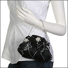 Jessica McClintock - Shimmer Pouch (Black) - Bags and Luggage