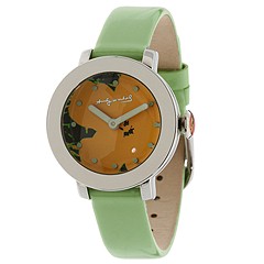 Andy Warhol 15 Watch Collection - ANDY090 (Yellow Flower Dial/Green Leather Strap) - Jewelry