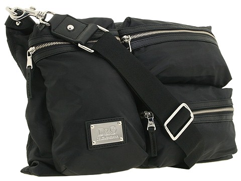 D&G Dolce & Gabbana - Multi Pocket Nylon Shoulder Bag w/ Contrast Leather (Black) - Bags and Luggage