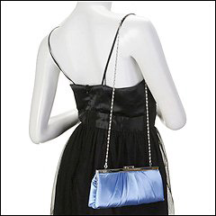 Jessica McClintock - Large East/West Satin Clutch (Blue) - Bags and Luggage