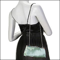 Jessica McClintock - Large East/West Satin Clutch (Sage) - Bags and Luggage