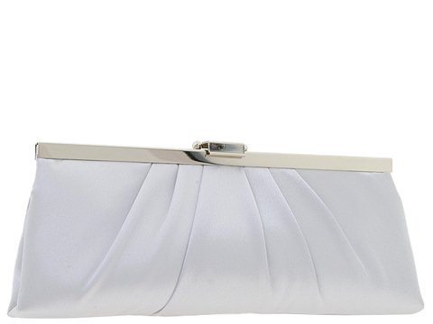 Jessica McClintock - Large East/West Satin Clutch (Silver) - Bags and Luggage