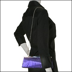 Jessica McClintock - Large East/West Satin Clutch (Purple) - Bags and Luggage