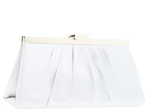 Jessica McClintock - Small East/West Satin Clutch (Silver) - Bags and Luggage