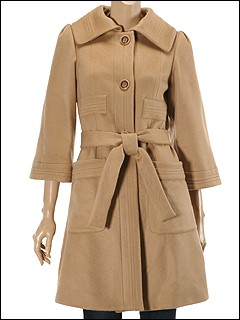 Just Cavalli - Wool Coat With 3/4 Wide Sleeve (Camel) - Apparel