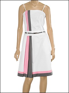 Moschino - Strapless Pleated Dress With And Stripe Detail (White) - Apparel