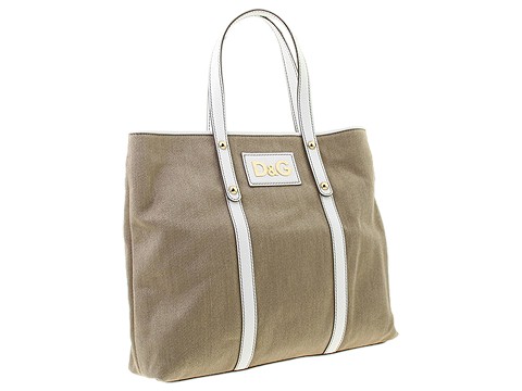 D&G Dolce & Gabbana - Estelle Linen Tote (Beige/White) - Bags and Luggage