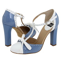 D&G Dolce & Gabbana - Lucy T-Strap (Light Blue/White) - Footwear
