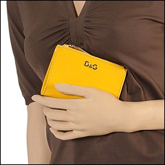 D&G Dolce & Gabbana - Bi Fold Wallet With 2 Side Coin Zip (Yellow) - Bags and Luggage