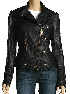 Just Cavalli - Stud Leather Jacket (Black) - Apparel