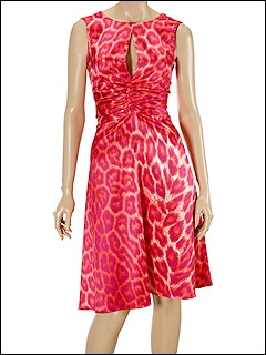 Just Cavalli - Leopard Satin Dress (Red/Pink/Orange Leopard Print) - Apparel