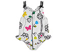 le top kids - Butterfly Wishes- Tank Swimsuit W/ Hip Ruffle (Infant/Toddler) (Black/White/Pink/Lime/Yellow) - Apparel