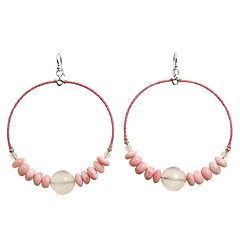 Wax Linen Wrapped Hoops with Stones by Chan Luu at Zappos.com