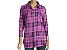 Allen Allen - Plaid Burnout 3/4 Sleeve Button Front Shirt (Smashing) - Apparel